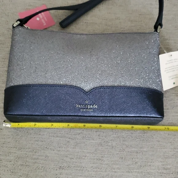 NEW Kate Spade cross body bag,purse, Lola glitter,dusk grey.Beautiful bluish tin - Picture 7 of 8